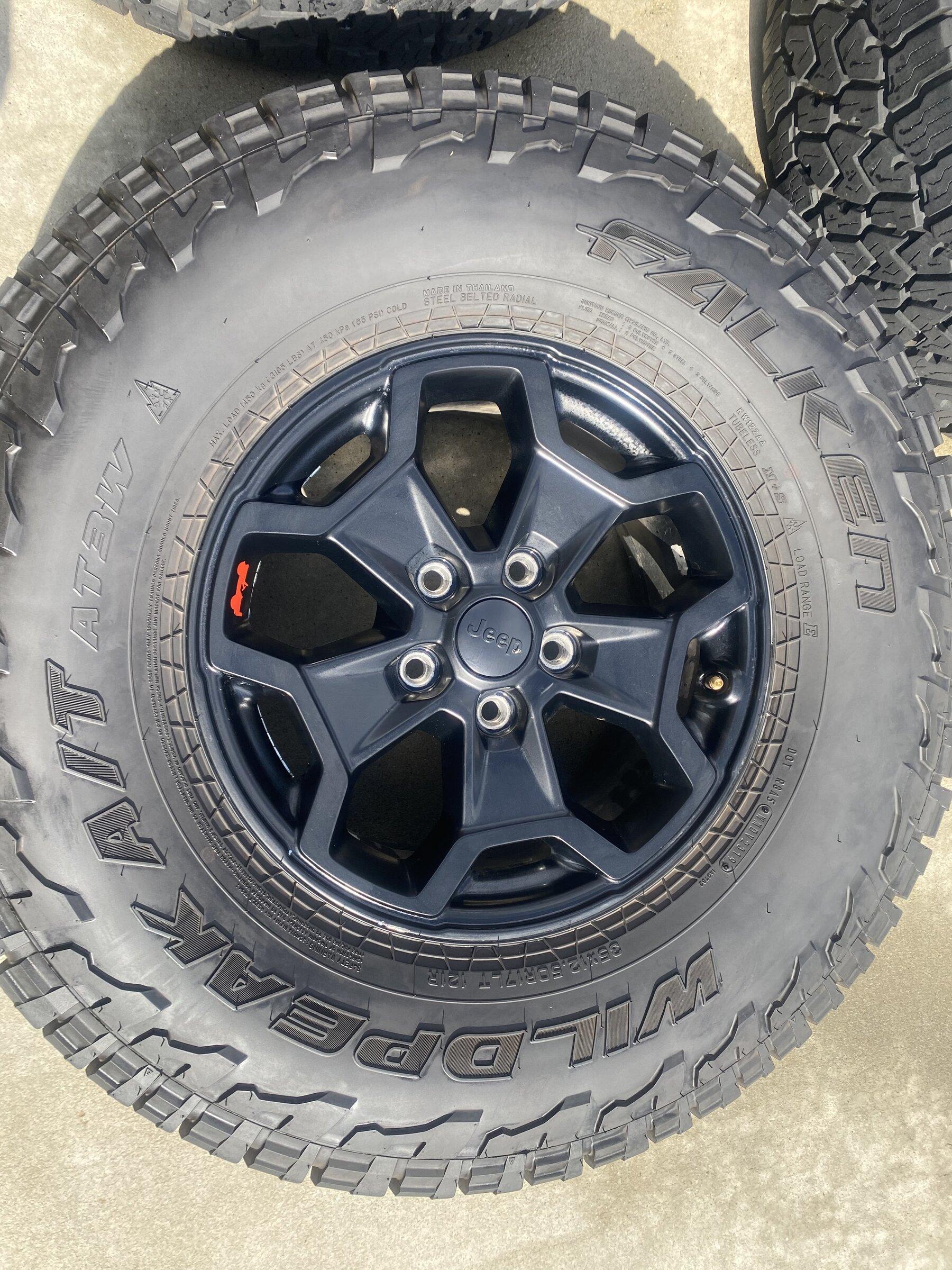 Jeep Gladiator Five 35x12.5R17 Falken WildPeak AT3 Tires on LE Wheels with Sensors (and Warranty) 6BA2061B-240D-4AB7-B619-1B907C0D0983