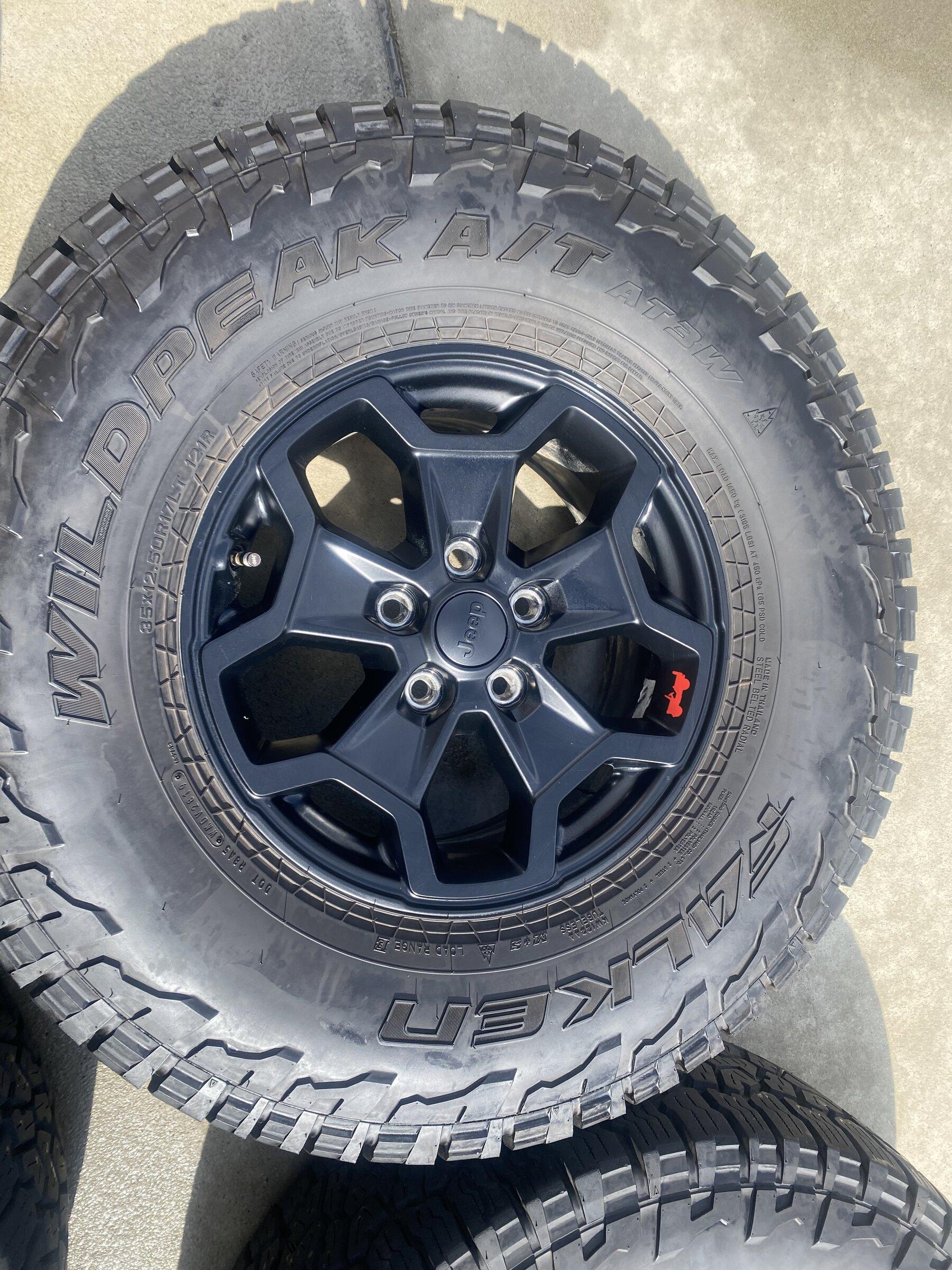 Jeep Gladiator Five 35x12.5R17 Falken WildPeak AT3 Tires on LE Wheels with Sensors (and Warranty) 320B751A-5B8D-4957-BC5F-408C1FAF07D1