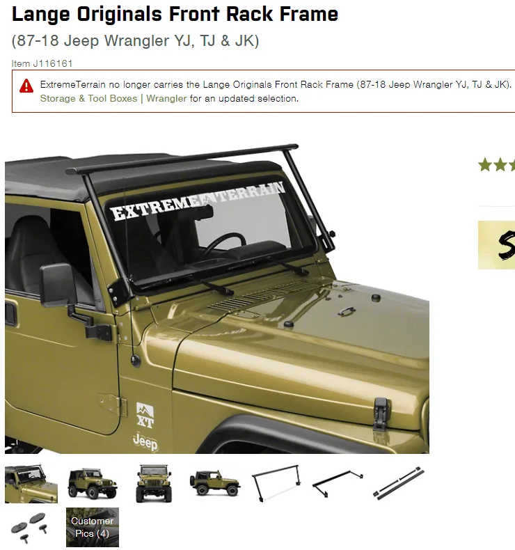 Jeep Gladiator The Lange Rack (Similar Style) Front Rack Fram