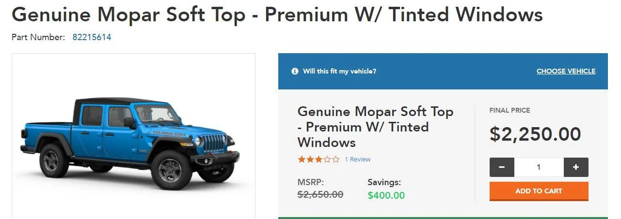 Jeep Gladiator FS Brand New Soft Top - Premium w/Tinted Windows Softop 1