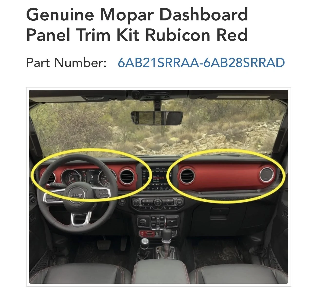 Jeep Gladiator FS: Dashboard Panel Trim Kit Rubicon Red 7785F047-0572-4FF7-9791-CA9A31047273