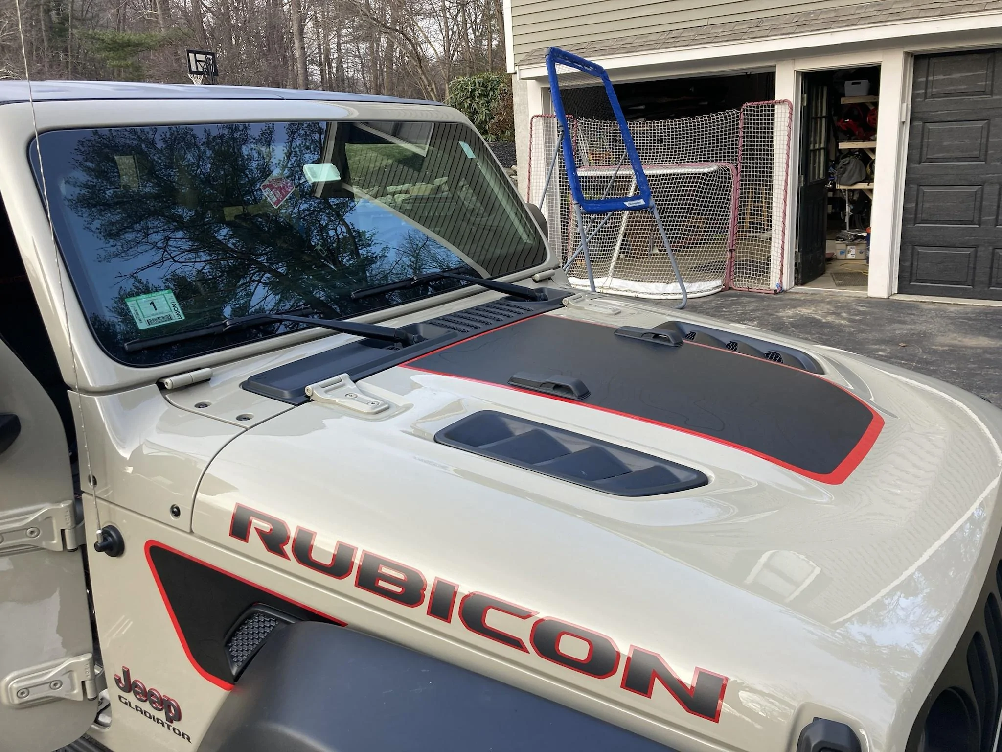 Jeep Gladiator Gobi JTR w/ Pixel Decals Matte Topo w/ Rubi Red Outline - Hood, Vents, Tailgate Wrap and soon... custom Heritage Jeep Logos I need to Get Cut pdtZXFB