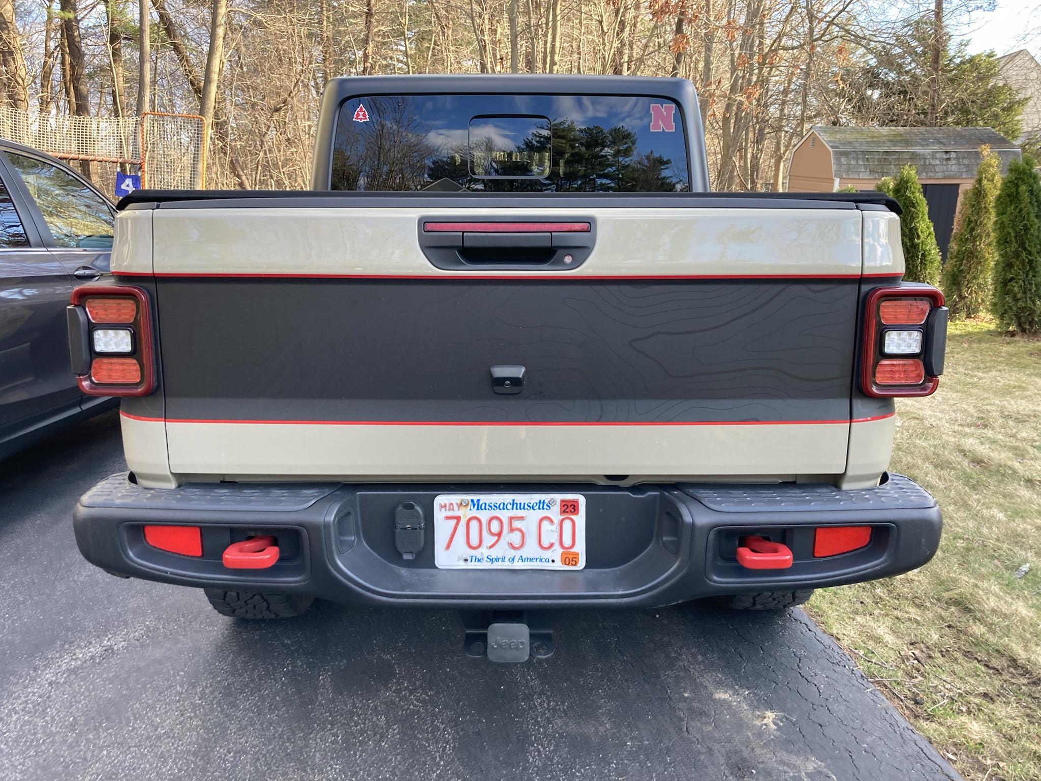 Jeep Gladiator Gobi JTR w/ Pixel Decals Matte Topo w/ Rubi Red Outline - Hood, Vents, Tailgate Wrap and soon... custom Heritage Jeep Logos I need to Get Cut VnDOYge