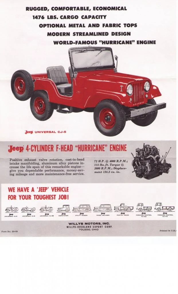Jeep Gladiator Official: Hurricane Twin-Turbo 3.0 I-6 Coming for Jeep With Over 500 HP and 475 ft-lbs! 1959_CJ5_2of2-621x1024