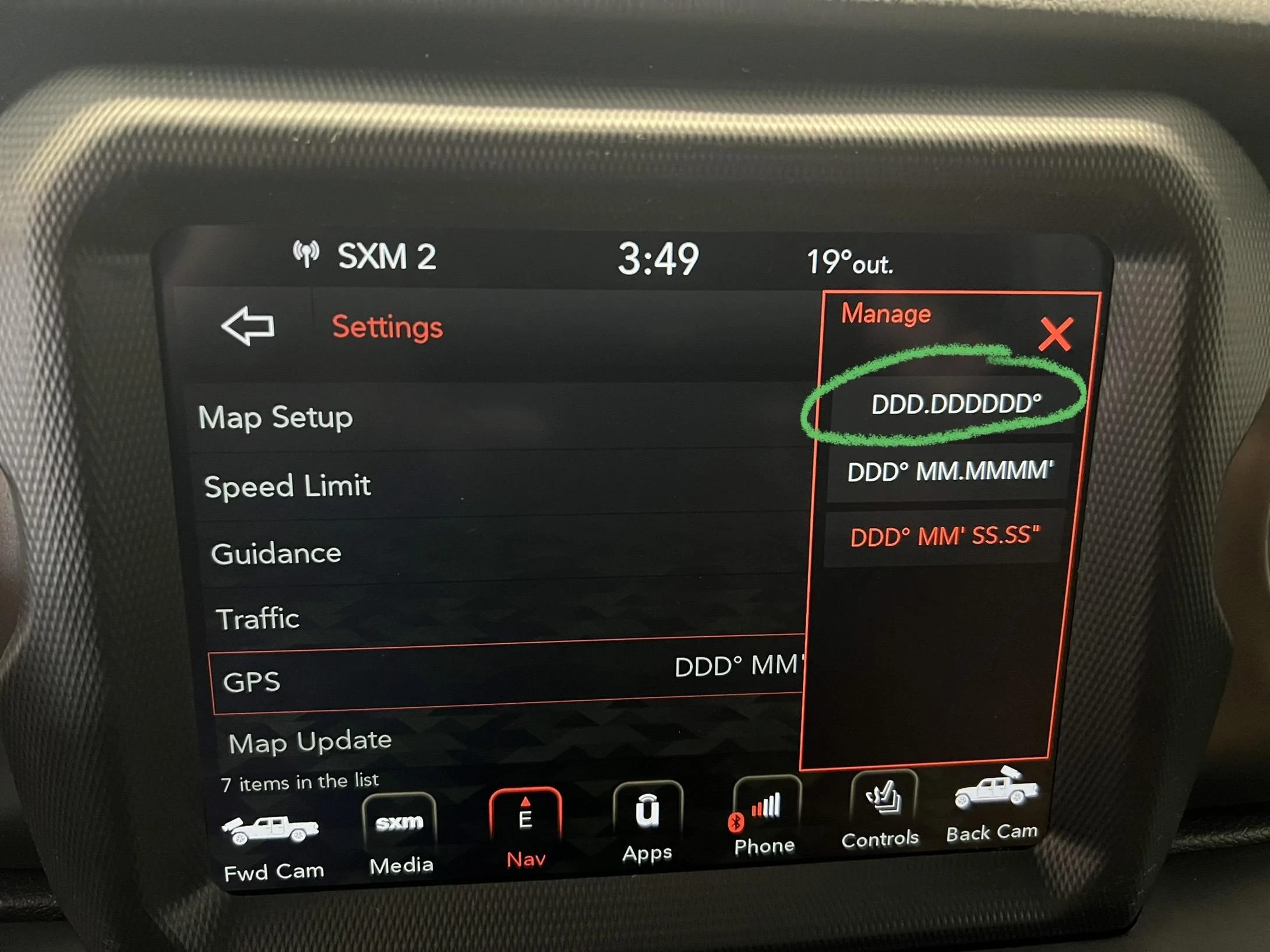 Jeep Gladiator Changing Offroad+ GPS coordinate format 18517462-A036-4EBB-BE3F-46B768C92C46