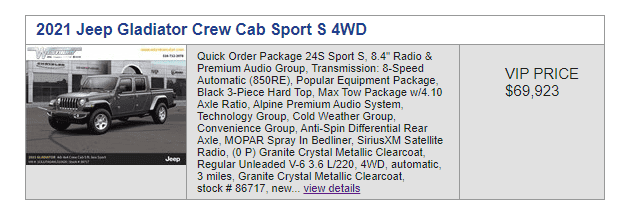 Jeep Gladiator Anyone notice the lack of max tow JTs on the lots? Screenshot 2022-03-30 093946