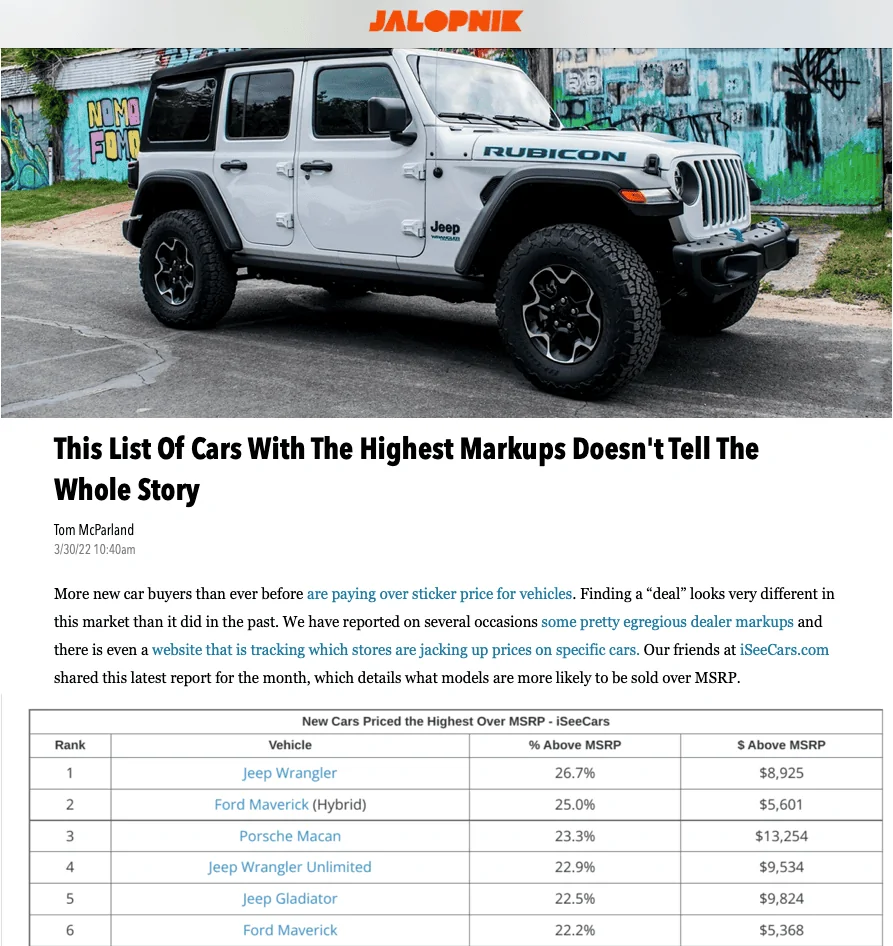 Jeep Gladiator Vehicles with the Highest Markups at Dealerships 1648660642408