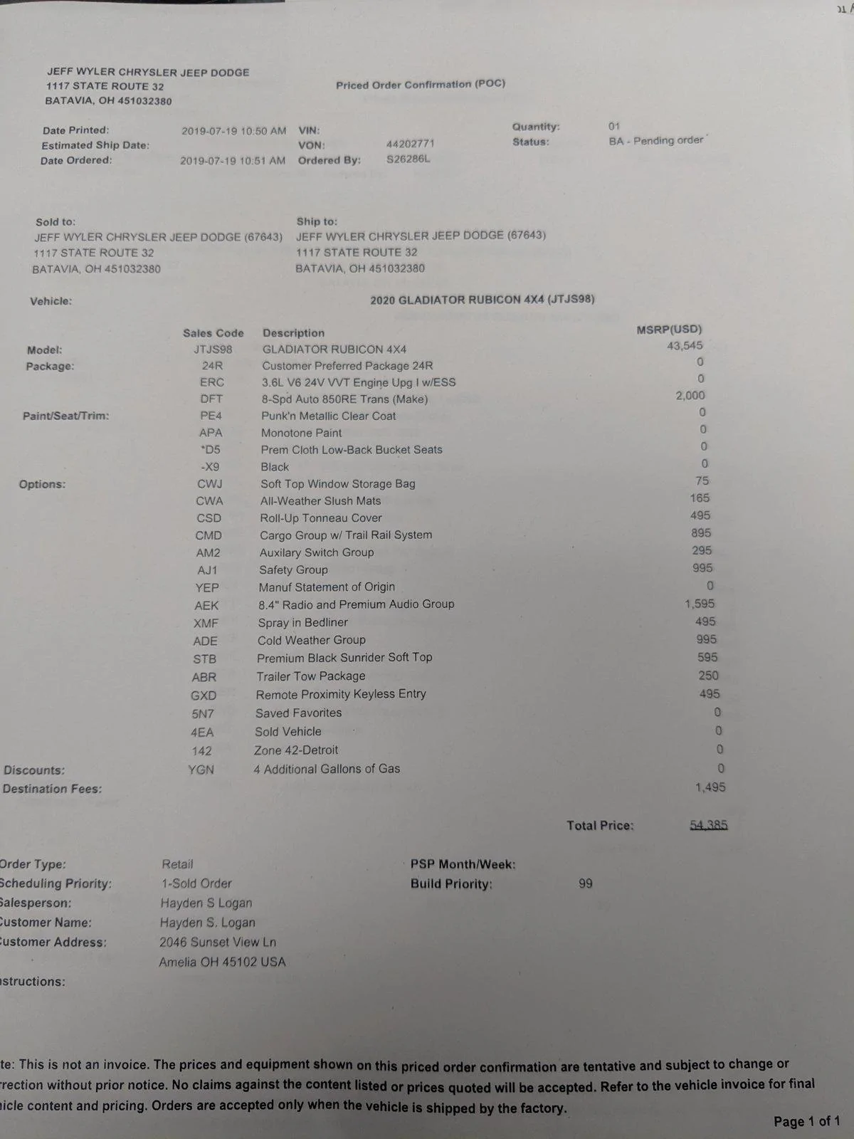 Jeep Gladiator Punk'N is now available to order! IMG_20190719_105507