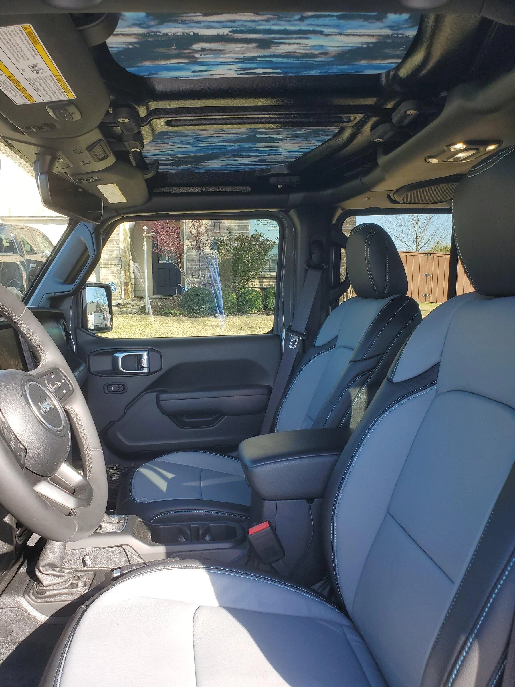 Jeep Gladiator Katzkin interior, painted top, and custom headliners 20220403_172445