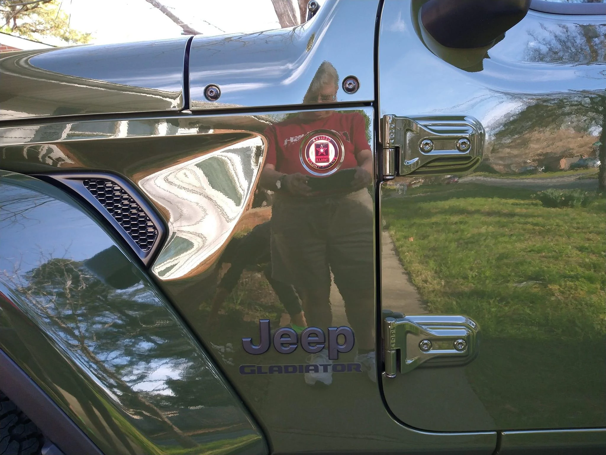 Jeep Gladiator Finally able to install my badge of honor in place of the black trail rated emblem. 277251284_10228379154932786_1559256604962794472_n