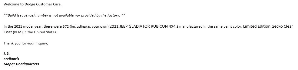 Jeep Gladiator GECKO GREEN Gladiator Club Number of Gecko Rubicons