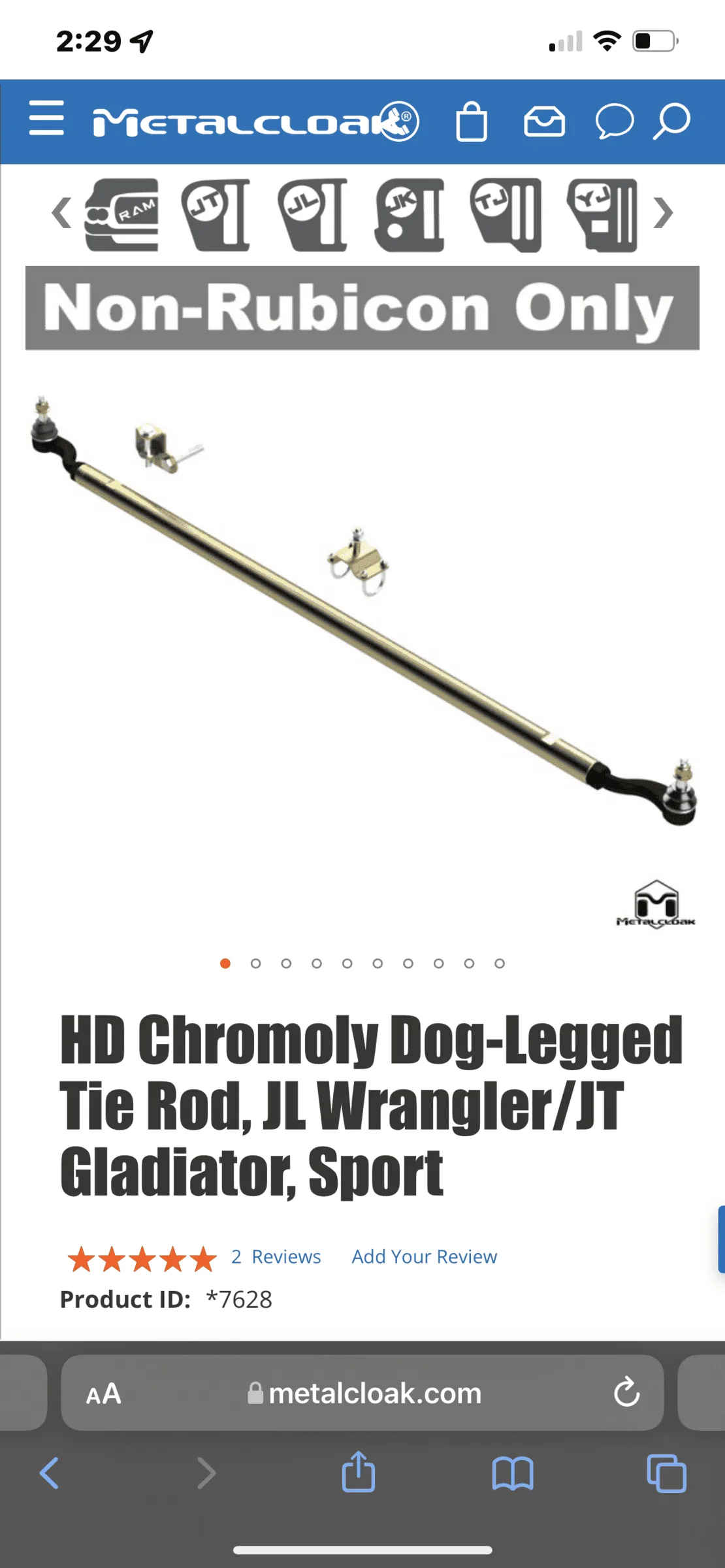 Jeep Gladiator Metalcloak Tie Rod for Mojave 1DD31A32-3D6F-4865-9367-FDA1E2D52D55