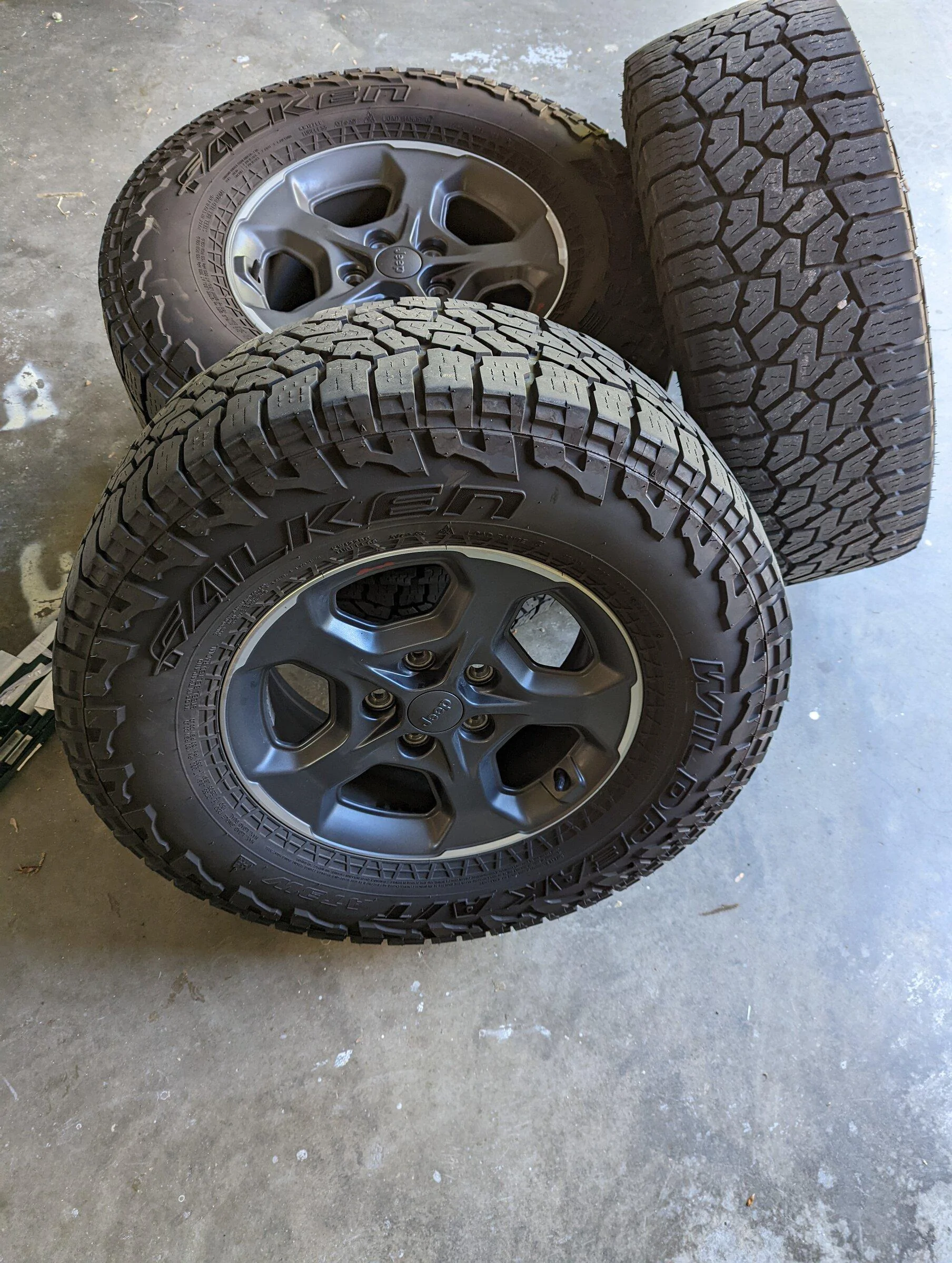 Jeep Gladiator JT / JL Stock Rubicon Wheels with Falken Wildpeak AT3W + TPMS; $550 PXL_20220410_202457465