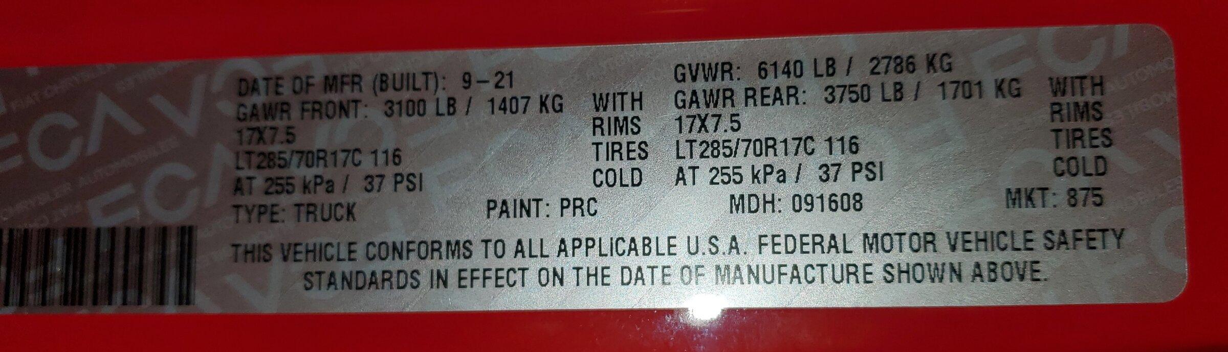Jeep Gladiator Payload Questions 20211104_222618