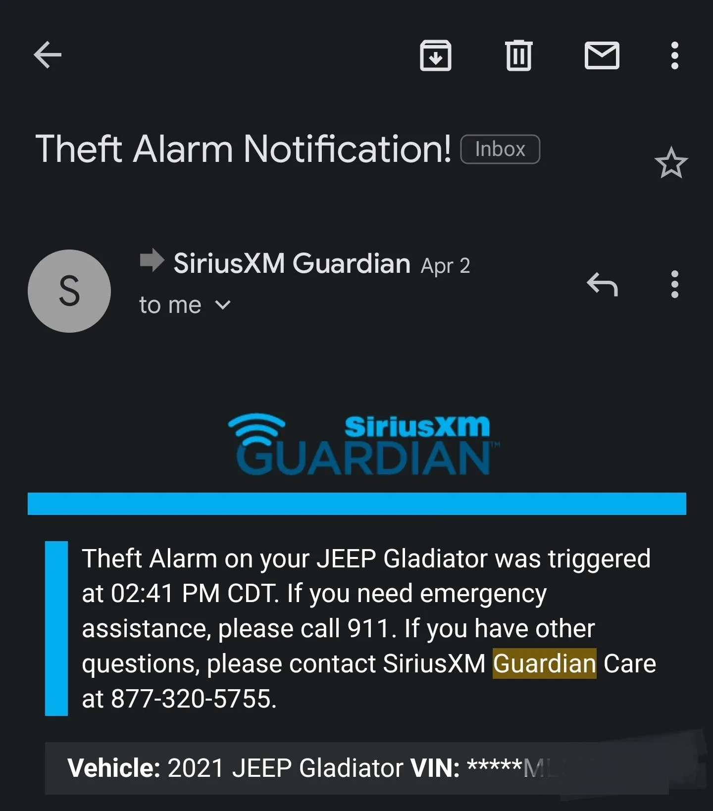 Jeep Gladiator Attention: Service Expiration Screenshot_20220417-113156_Gmail