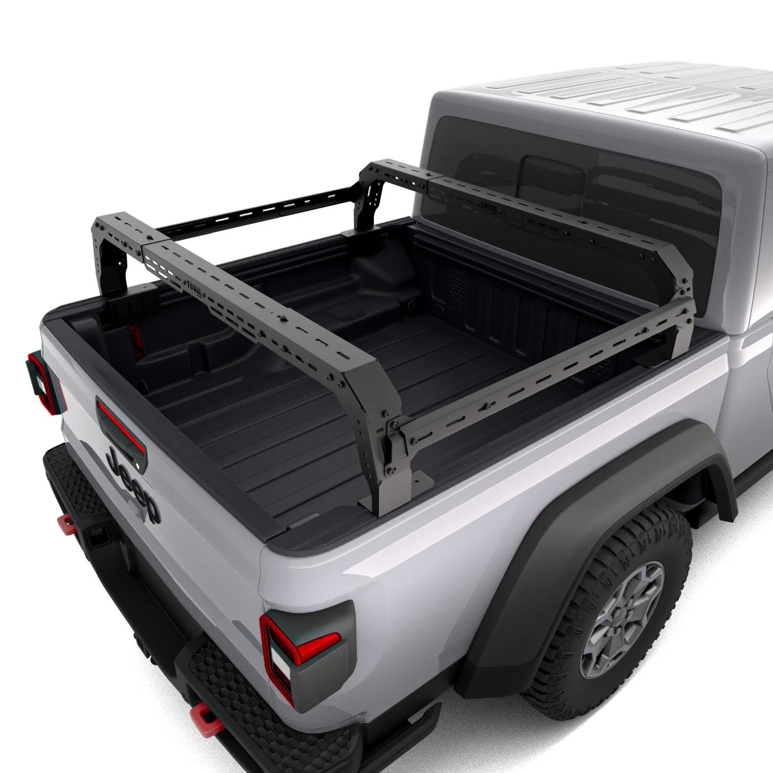 Jeep Gladiator TUWA Pro is introducing their new Shiprock Mid Rack System in #JeepBeach2022! close-up - BEDRACK copy (1)