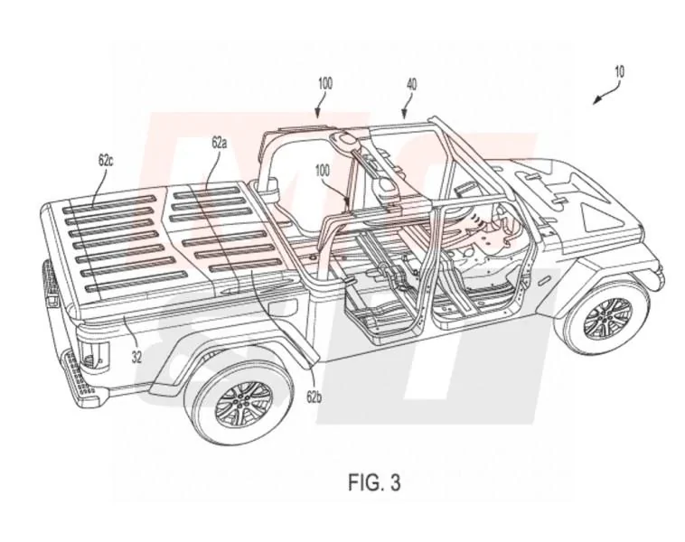 Jeep Gladiator Jeep patents Gladiator tonneau cover that can fit / carry all the hardtop panels Jeep-Gladiator-Roof-Panel-Truck-Bed-Patent-2