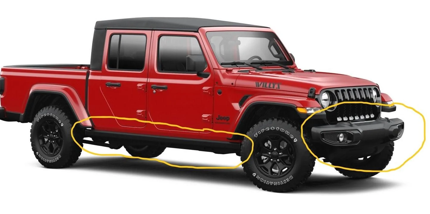 Jeep Gladiator OEM Rock Rails, Ft. Bumper and Ft. springs and other parts. 21GHL2