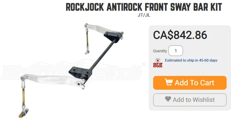 Jeep Gladiator selling: BRAND NEW ROCKJOCK ANTIROCK SWAY BAR 1651335121145