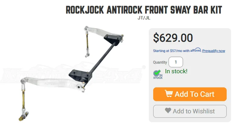 Jeep Gladiator Brand new RockJock antirock sway bar 1651336181187