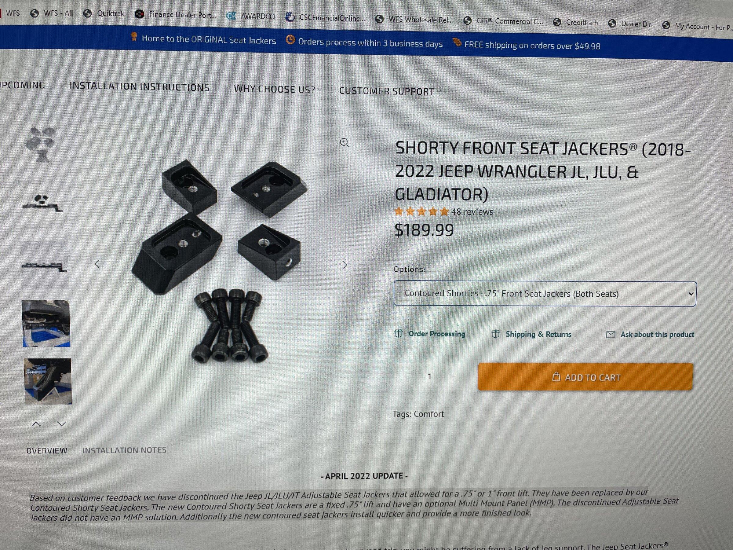 Jeep Gladiator Desert Does It SHORTY FRONT SEAT JACKERS - PAIR 8A69F12C-4A79-4FC1-BE89-B8984C98E9F4