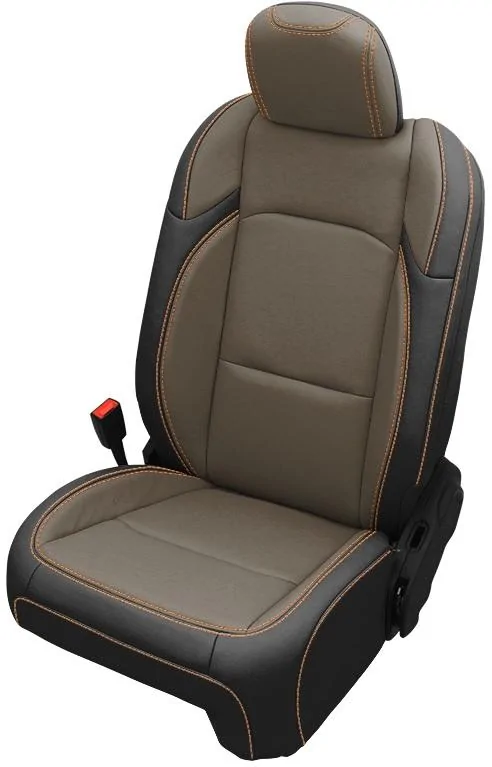 Jeep Gladiator Katzkin interior with desert khaki armorlite driftwood black orang
