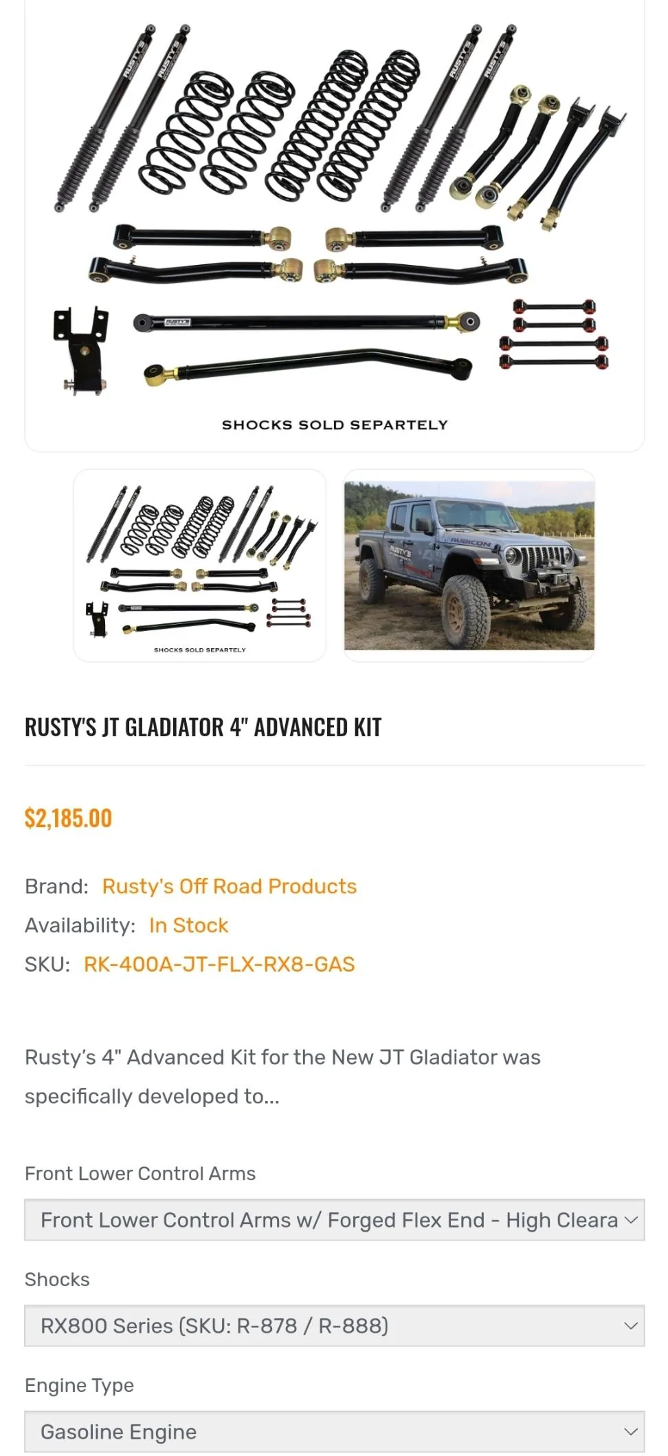Jeep Gladiator Rustys 4 inch advanced kit JT $2230 Screenshot_20220509-203840_Samsung Internet