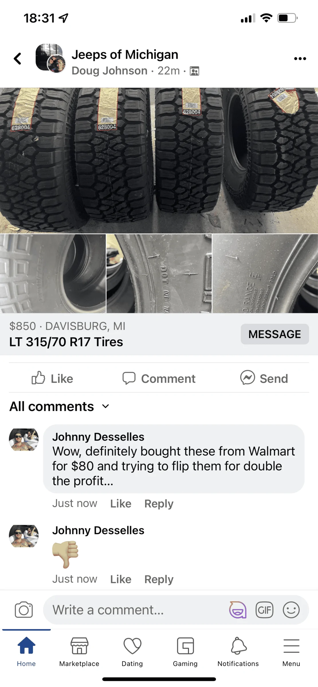 Jeep Gladiator Walmart sale 315/70r17- No longer on sale... 21BE9478-DF84-4325-98CE-4A251E192A41