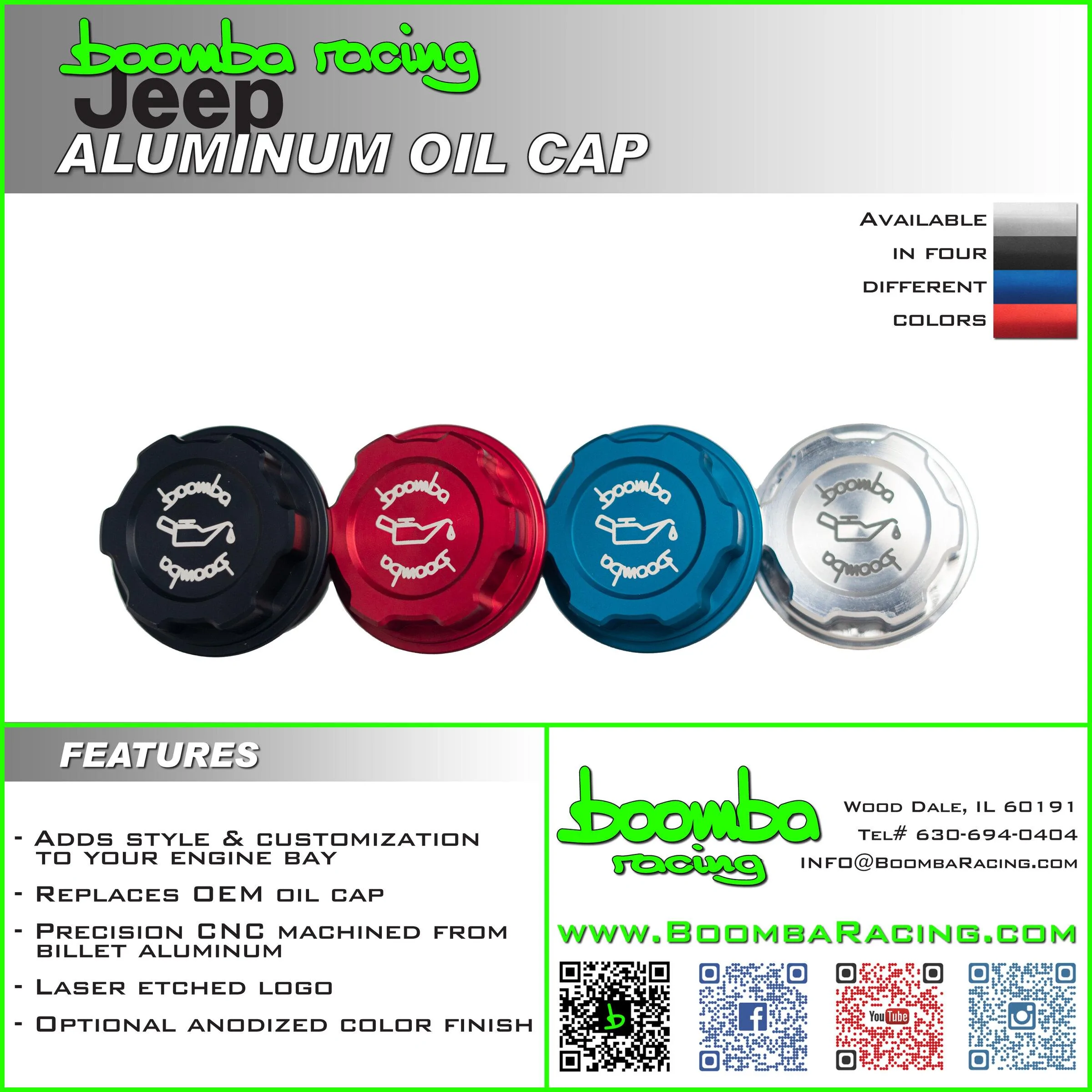 Jeep Gladiator Boomba Racing Aluminum Engine Oil Cap Jeep_OilCa