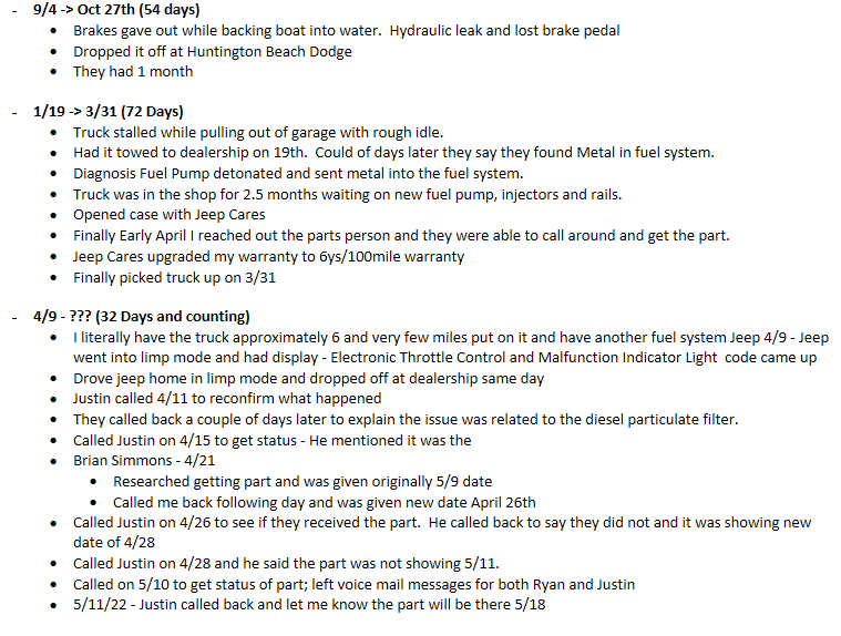 Jeep Gladiator Jeep Cares is absolutely no help - 159 Days in the shop and counting 1652371440761