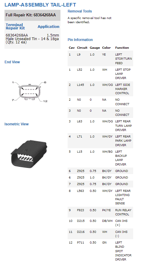 Jeep Gladiator Tail light wiring diagram 1652472717000