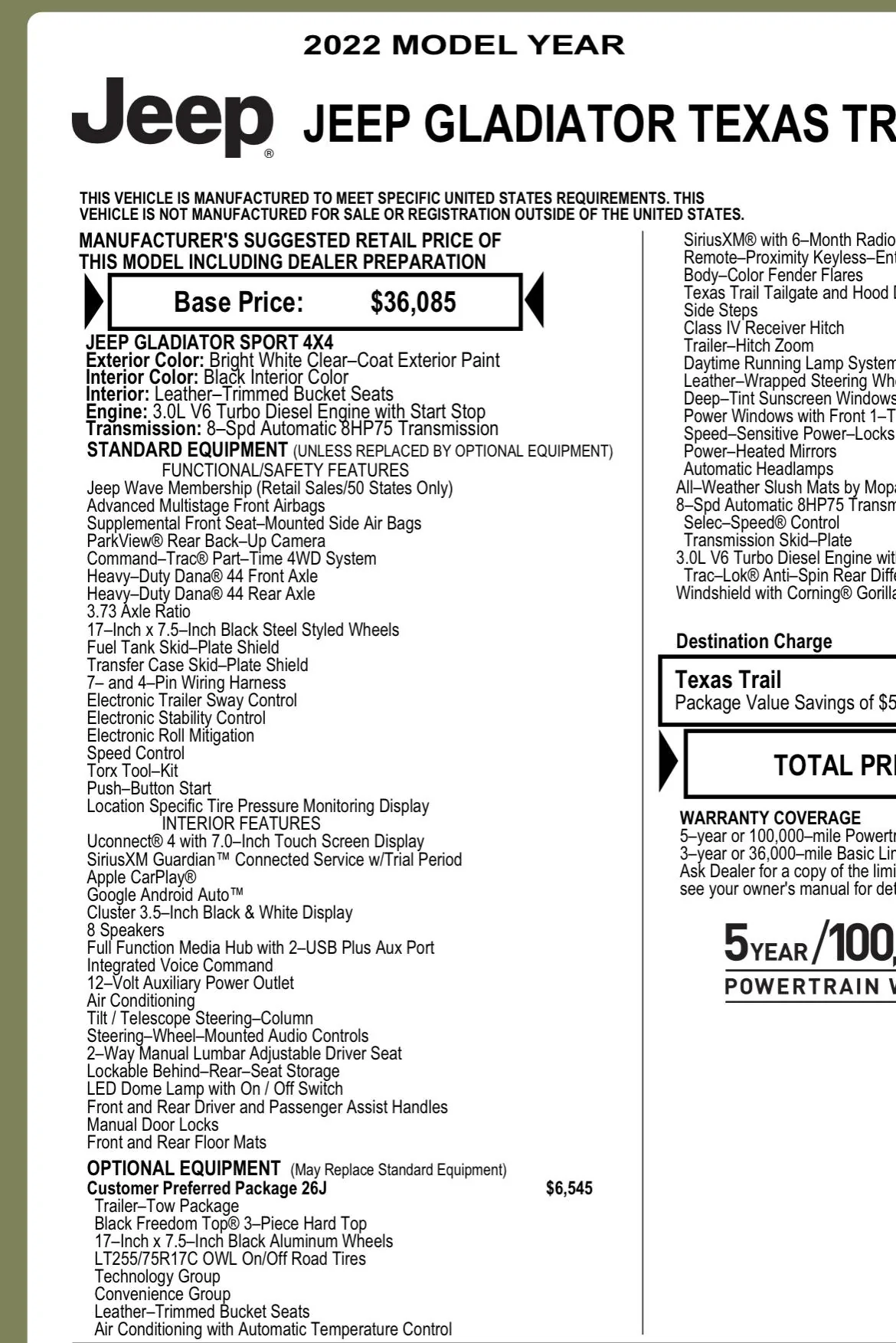 Jeep Gladiator 2022 Texas trail diesel tow package A04435BE-A2BF-4206-8323-D03D3C6175BF