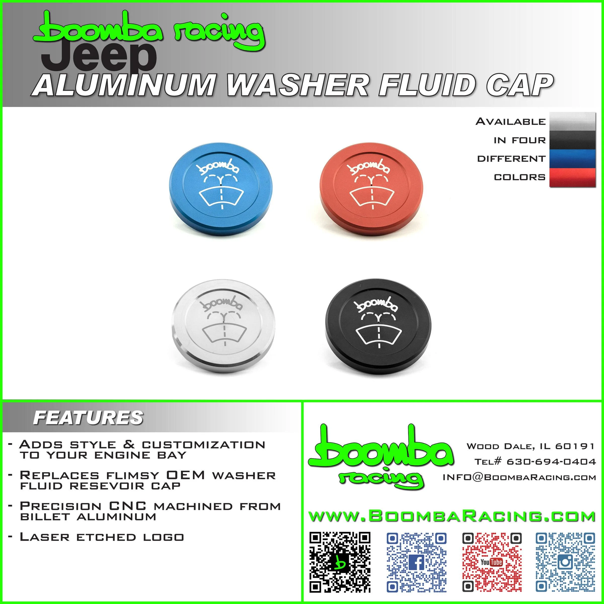 Jeep Gladiator Boomba Racing Aluminum Washer Fluid Cap Jeep_Washer_Cap_Flyer