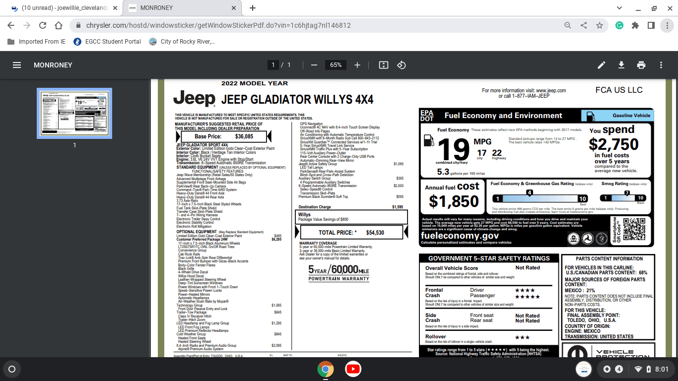Jeep Gladiator Gupton Motors up to 8% below invoice Screenshot 2022-05-23 8.01.13 AM