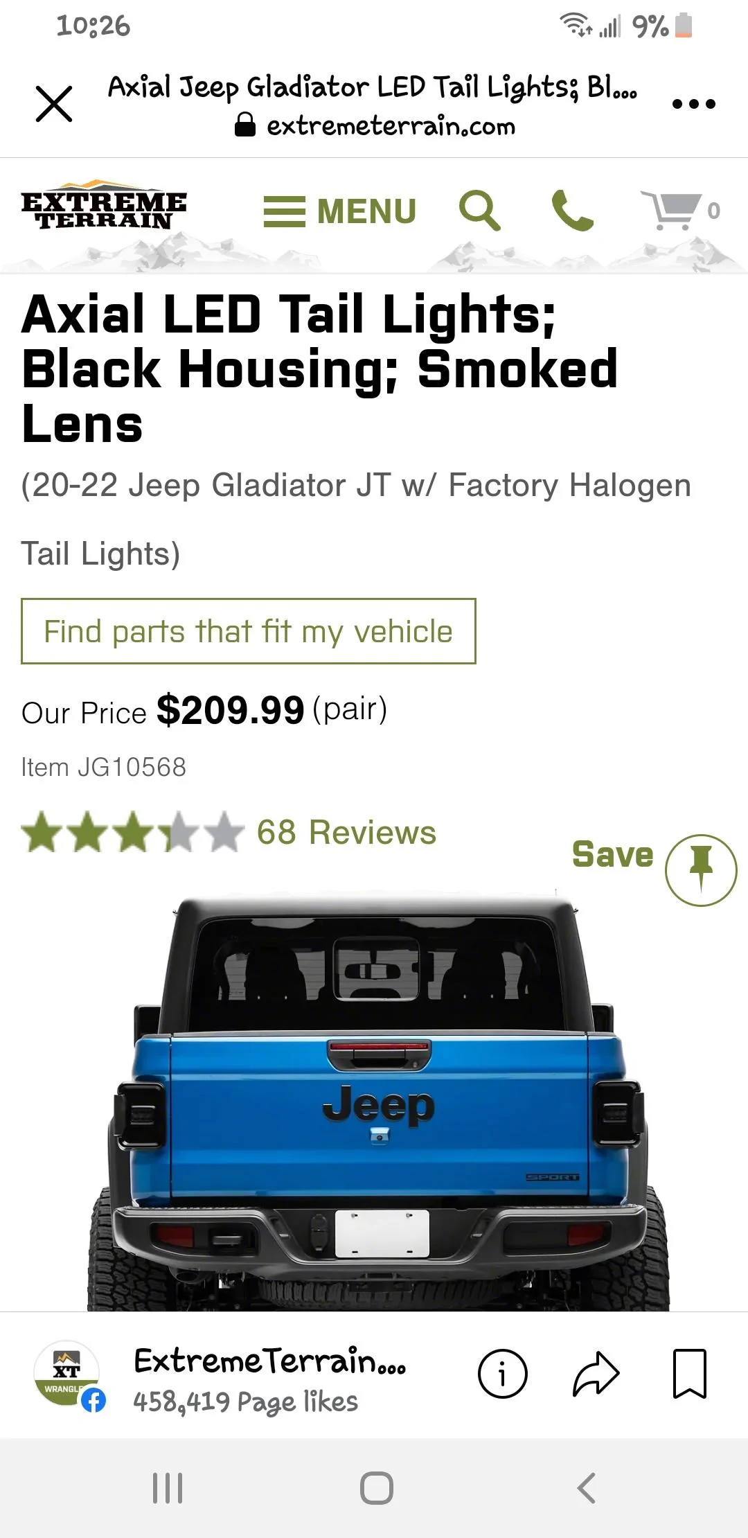 Jeep Gladiator Axial Tail Lights - Blackout Screenshot_20220523-222658_Facebook