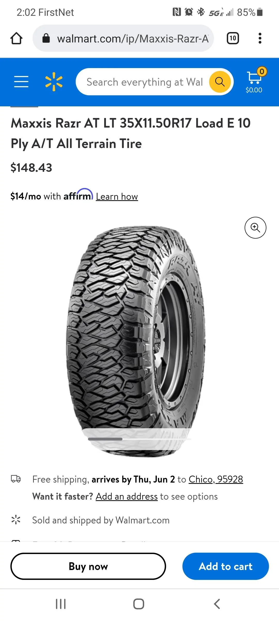 Jeep Gladiator Maxxis Razr a/t 35x11.50r17 tires Screenshot_20220524-140200_Chrom