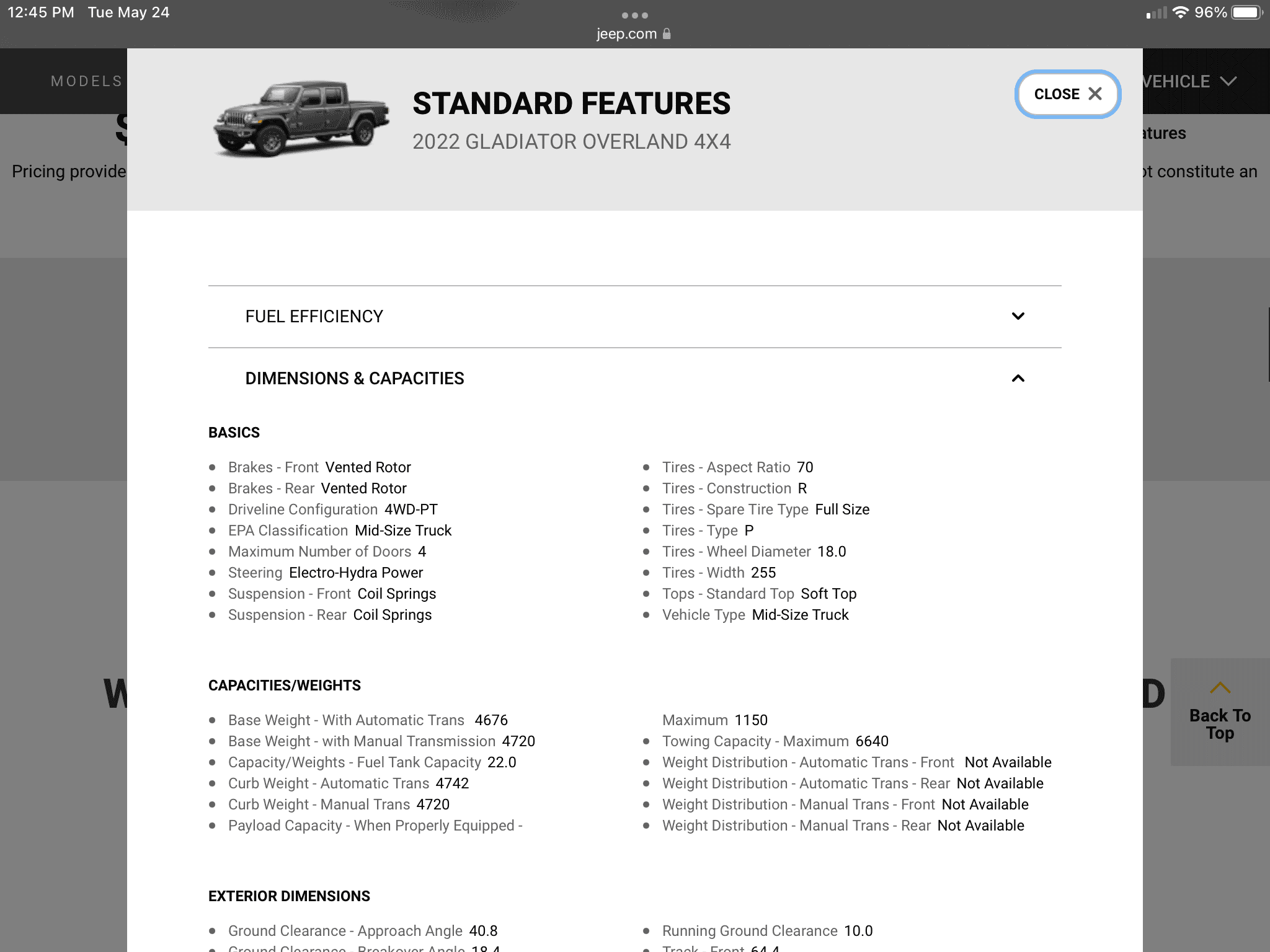 Jeep Gladiator Overland edition payload 43E1913D-3ACD-464F-872F-1F895EF7597A