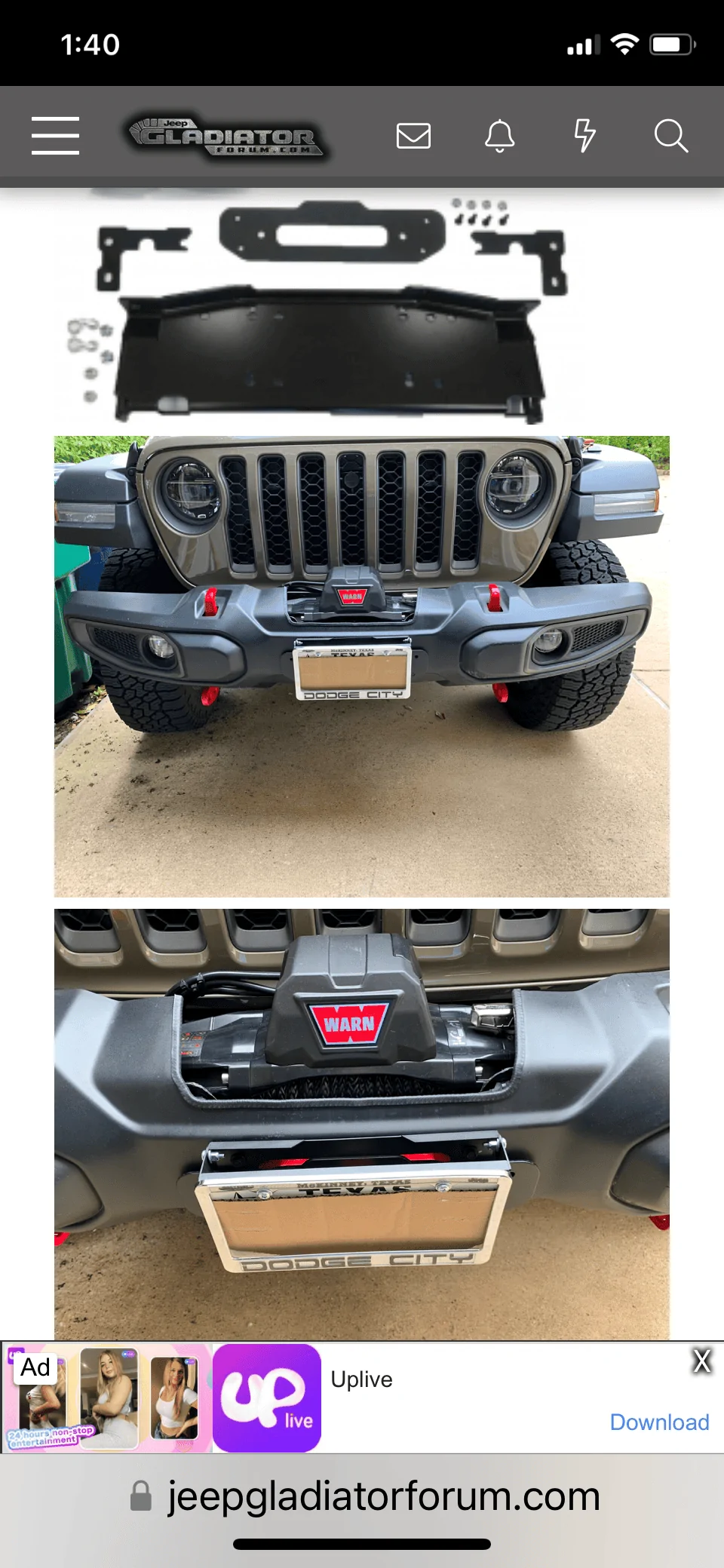 Jeep Gladiator I did a search, couldn't find this information, winch on a stock Rubicon plastic bumper can it be done? AD1DEBED-AC73-4697-82E7-0026EB53E3F6