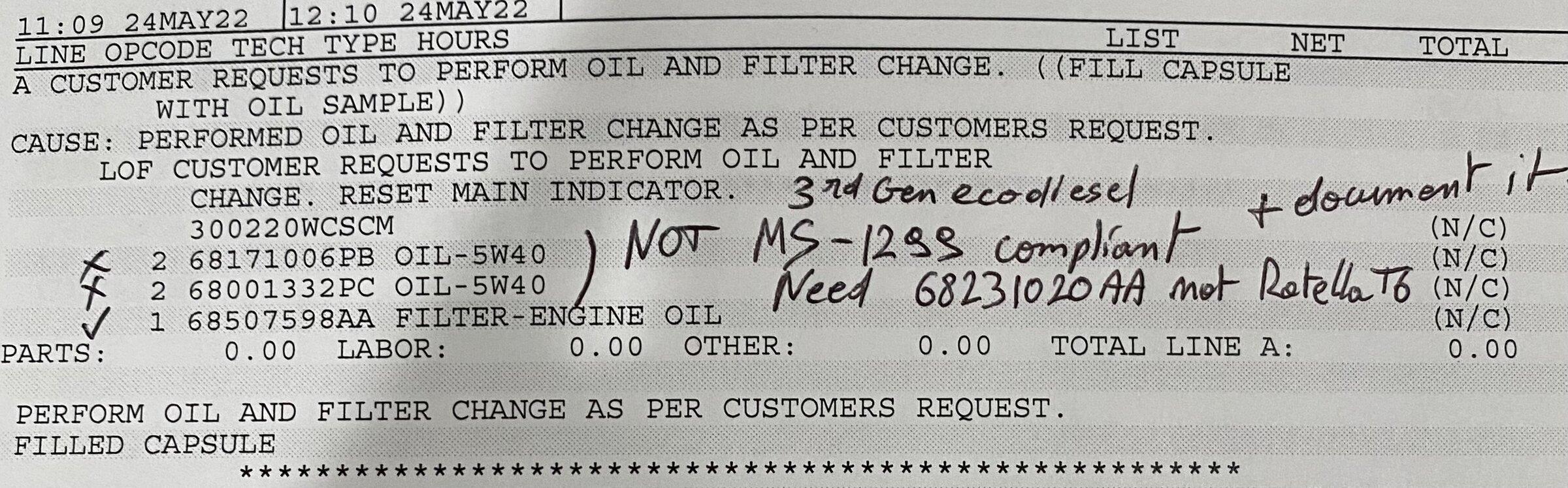 Jeep Gladiator Official EcoDiesel Oil and Filter Recommendations IMG_2990