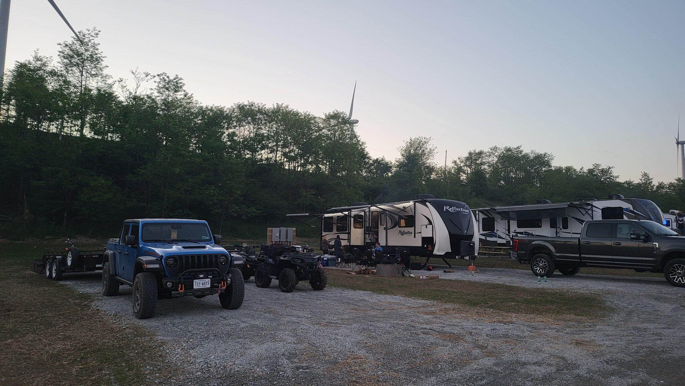 Jeep Gladiator First camping trip towing our ATV's with the Mojave through PA/WV Mountains 20220603_205118