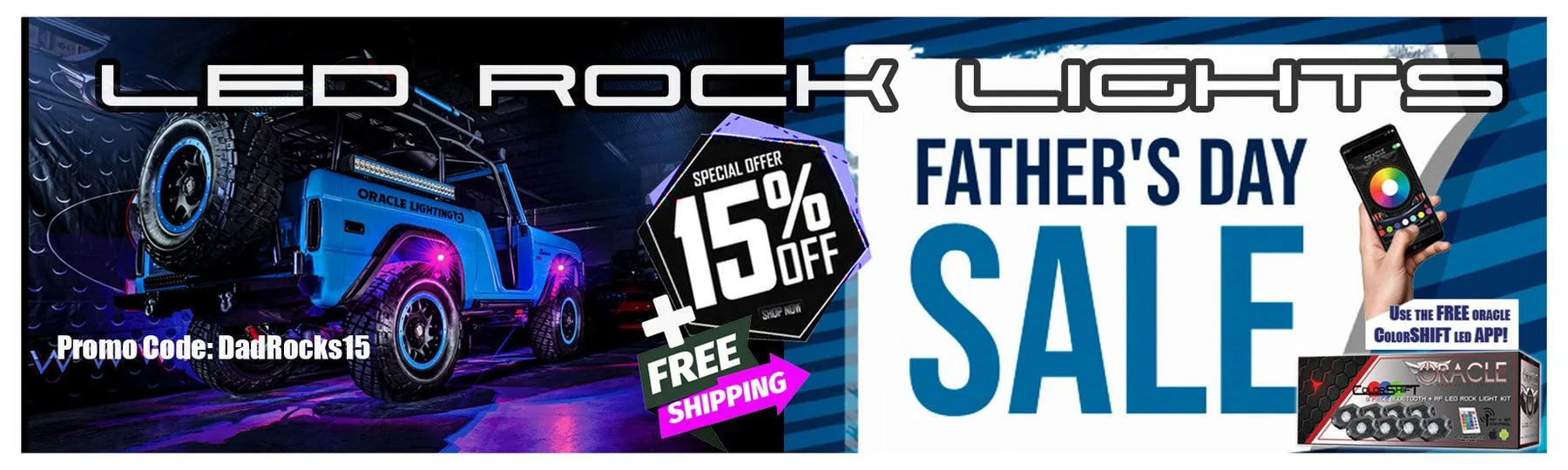 Jeep Gladiator Rock your dad's world this Father's Day with a new set of ORACLE Rock Lights! Rock_Lights_Promo3_1800x