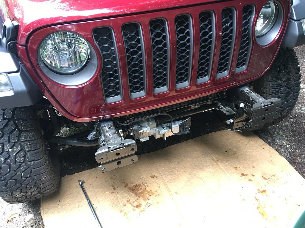 Jeep Gladiator Step by step, with photos, how to install a Warn winch on a Jeep Gladiator, using STOCK plastic bumper. IMG_5201-XL