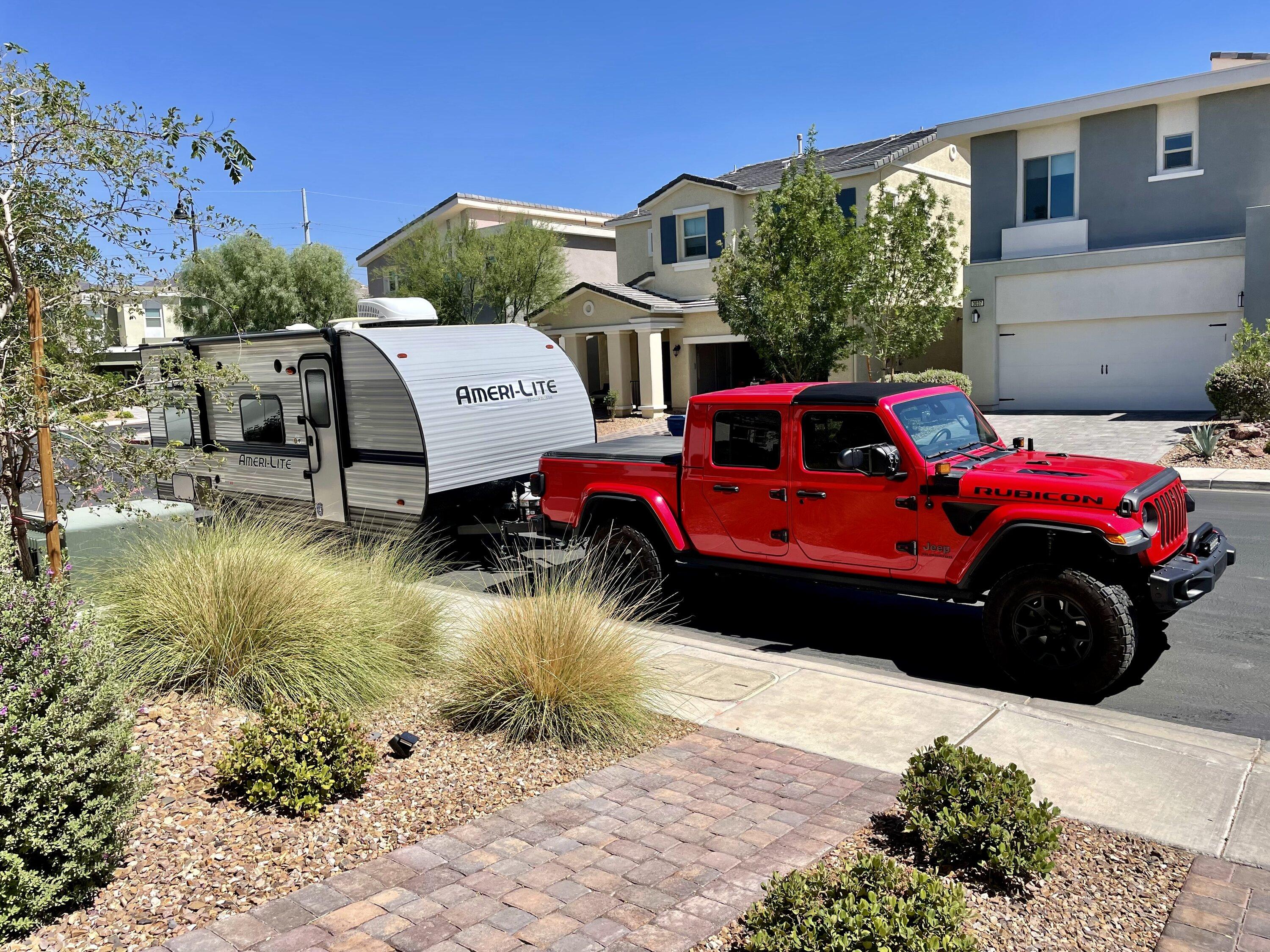 Jeep Gladiator JTR 1st tow report: ~4500 lbs Gulfstream Ameri-Lite trailer 1654906634181