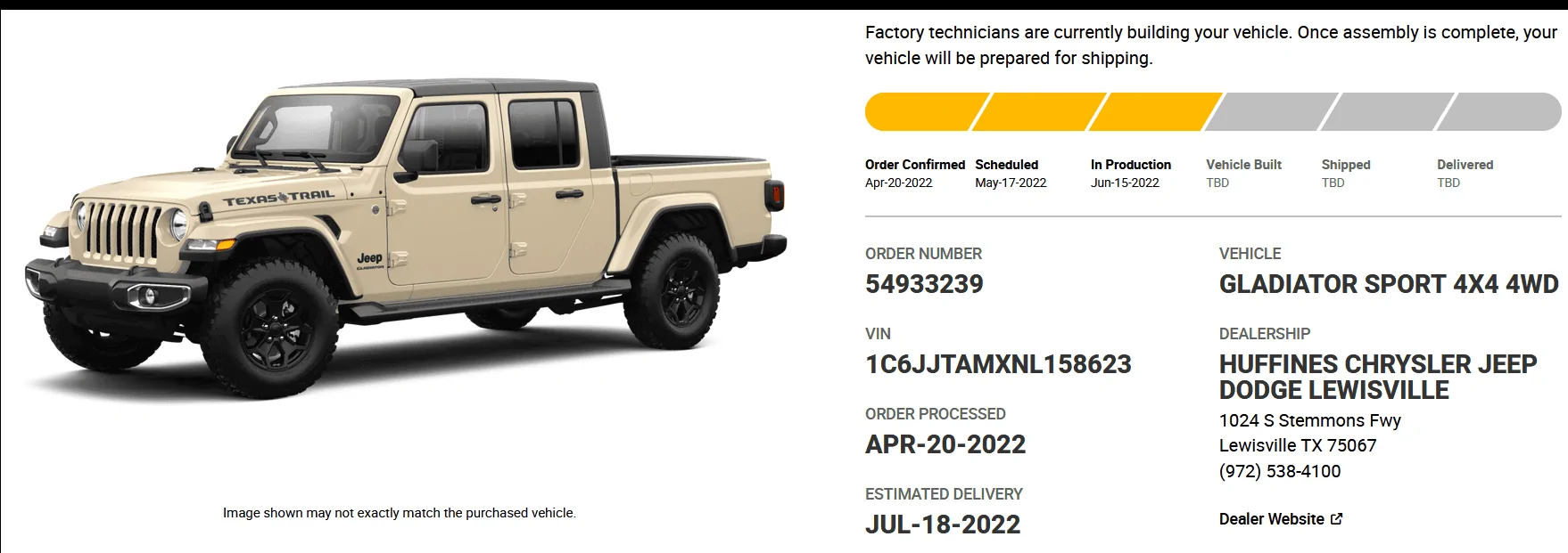Jeep Gladiator Gladiator Window Sticker and Build Sheet Order Tracking 1655481682827