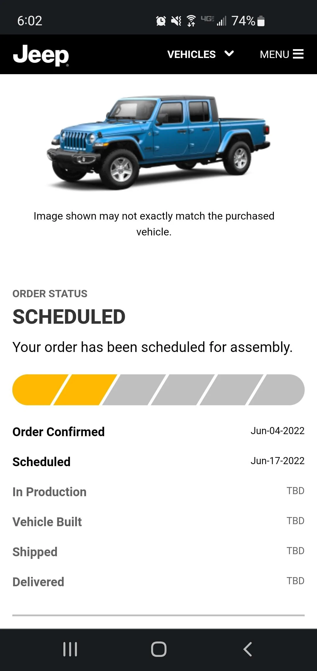 Jeep Gladiator Gladiator Window Sticker and Build Sheet Order Tracking Screenshot_20220619-180236_Chrom