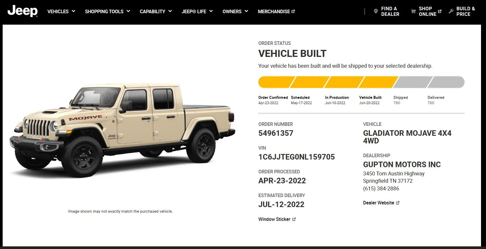 Jeep Gladiator Gobi Gladiators Waiting Room Order Tracking4