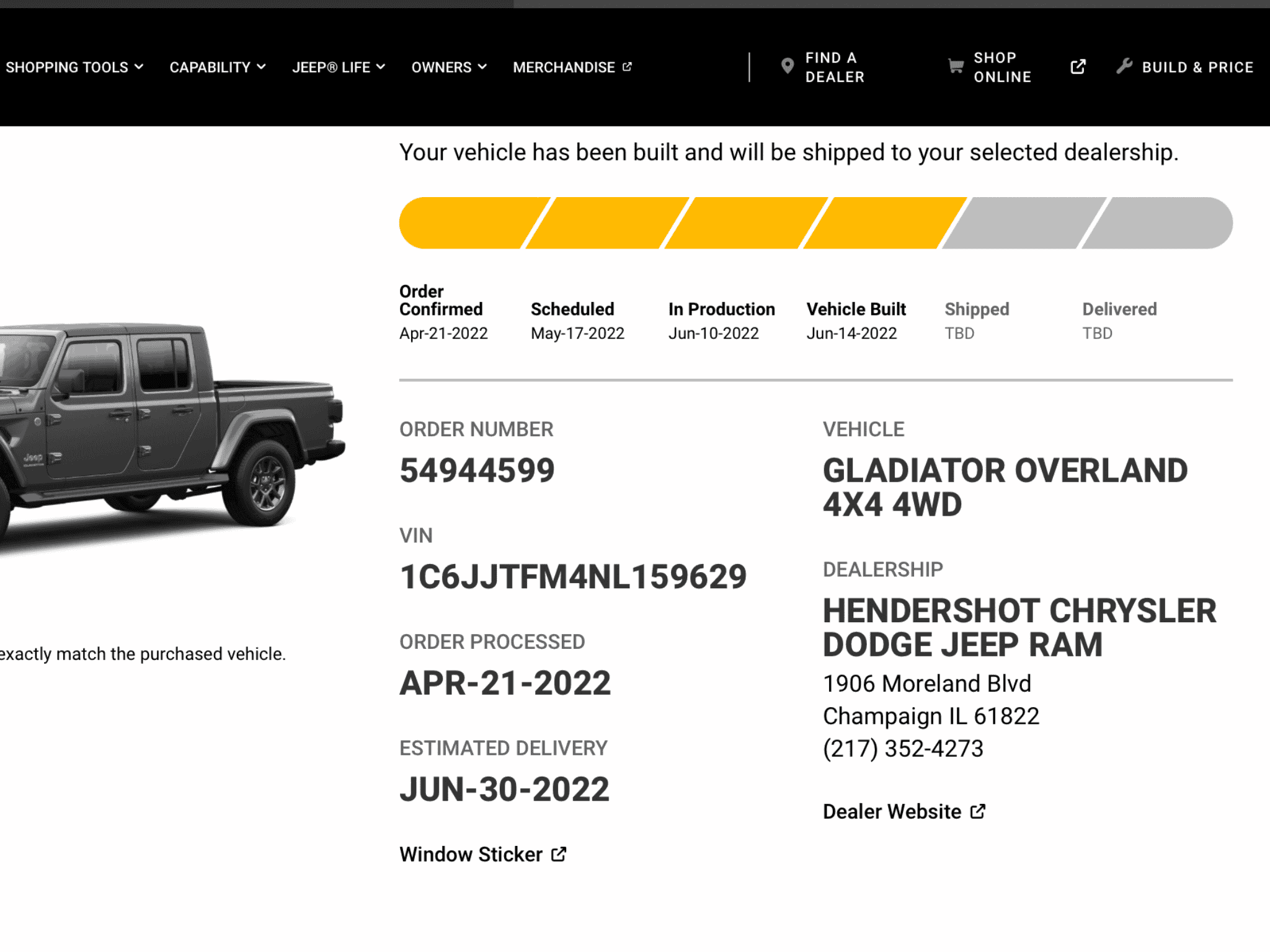 Jeep Gladiator Gladiator Window Sticker and Build Sheet Order Tracking 65707572-1D5C-42C3-9CE8-29D0CEA35ECE
