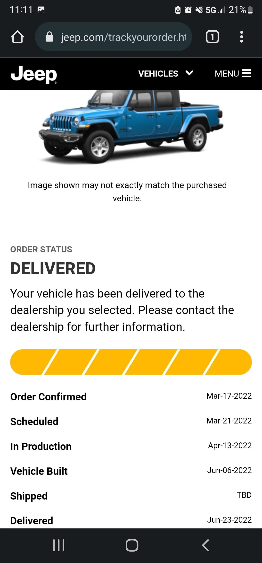 Jeep Gladiator Gladiator Window Sticker and Build Sheet Order Tracking Screenshot_20220625-111136_Chrom