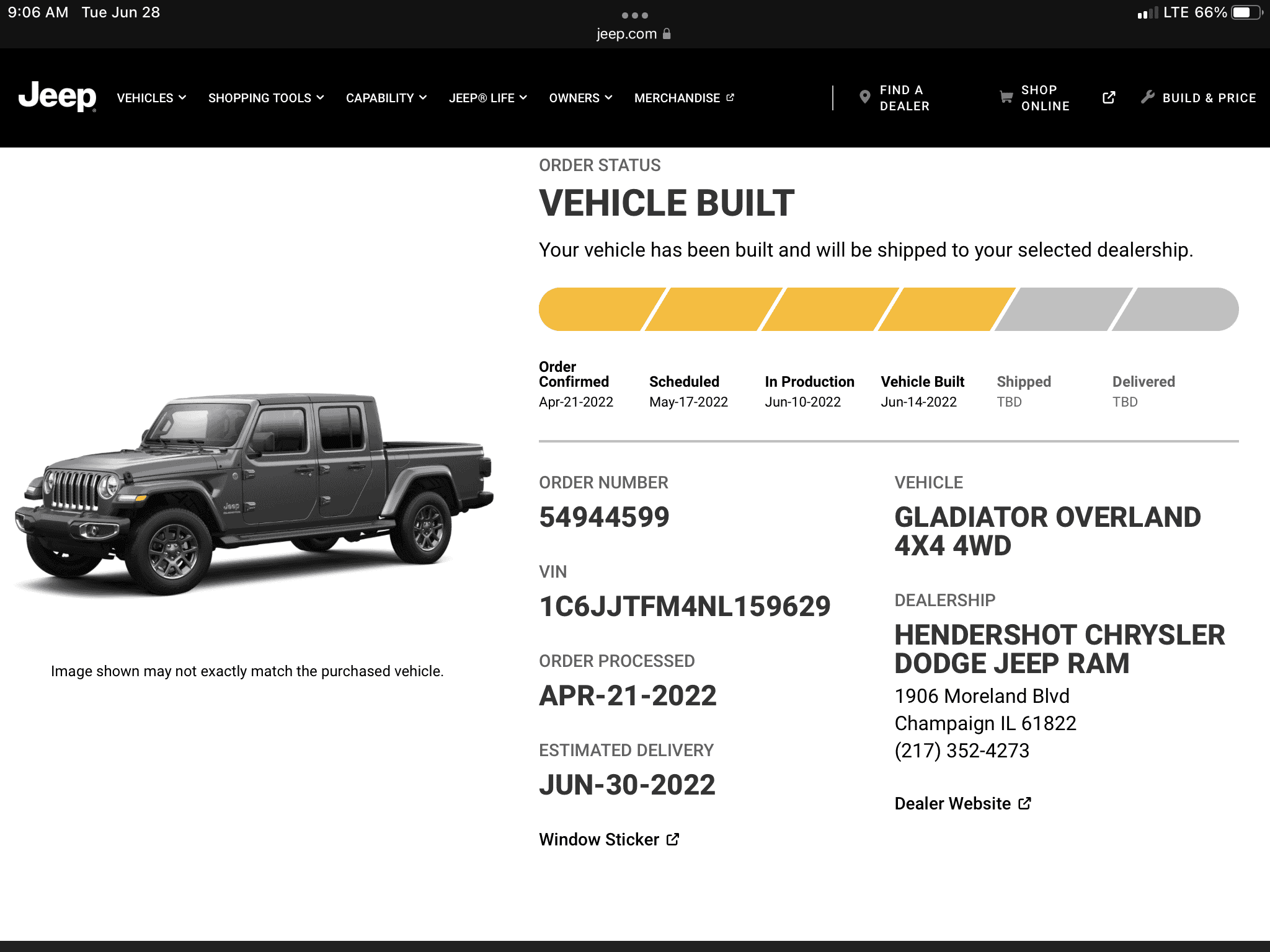 Jeep Gladiator Gladiator Window Sticker and Build Sheet Order Tracking 1656603238638