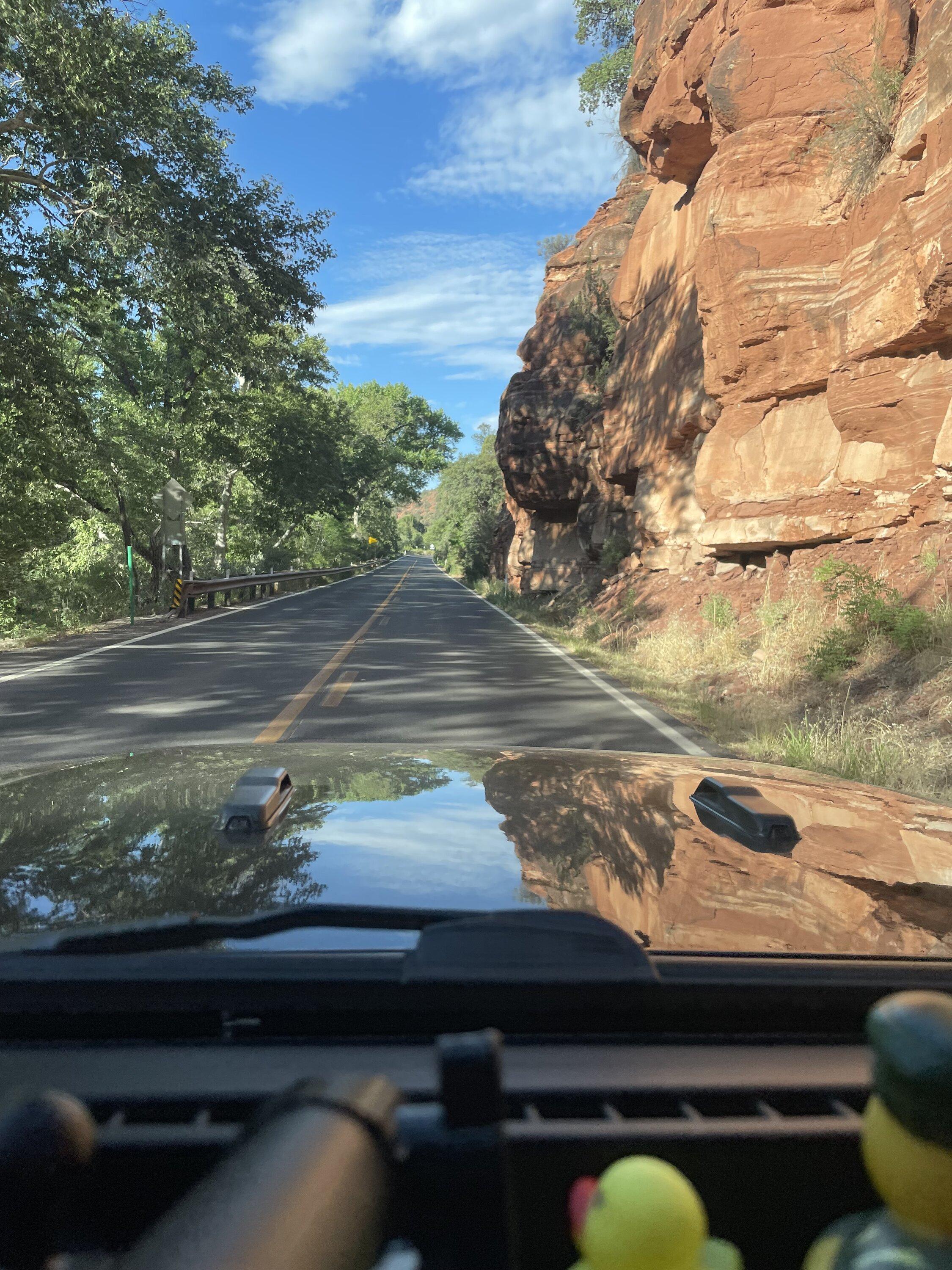 Jeep Gladiator Riding on the highway, hitting bumps, white knuckles at times 6-18-22 Trip to Sedona (5).JPG